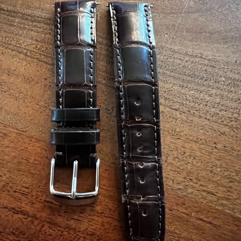 Brown alligator leather Michele watch band 18m